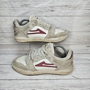 Lakai x Chocolate Telford Low Skate Shoe Beige White Red Mens 10 Dingy Dirty